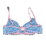 Doce Paixão Blue Lace Underwire Bra 36D Sheer Pink Trim Romantic Coquette Preppy Size undefined Photo 2