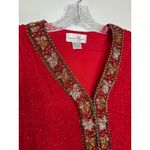 Laurence Kazar Vintage Laurence Kazer Silk beaded red formal cardigan Jacket Coat hoilday large Photo 4