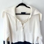 Ralph Lauren Polo  O Lace Striped Sweater Nautical White Navy Blue Chunky Knit Photo 1