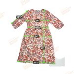 Croft & Barrow  Split Neck Shirt Dress Integrated Belt Red Orange Paisley Size XL Photo 9
