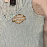 Vintage Harley Davidson y2k Graphic Butterfly Sequins 2000s TankTop Women Medium Blue Photo 1
