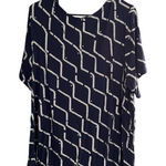 JM Collection Women's 3X Navy Blue & White Abstract Short Sleeve Top Photo 0