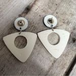 Vintage Nautical Anchor Sailboat Earrings Blue White Triangle Dangle Retro Photo 3