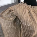 Joie  Shimmer Blouse Smocked Waist Long Sleeve Chiffon Silver Gold Metallic Sz L Photo 9