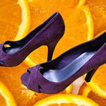 Nine West Open Toe Purple Suede High Heels‎ Size 6.5 Photo 0
