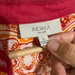 Indikka Women's Orange White Embroidered Beaded Cotton Tunic Top Size Large Photo 2