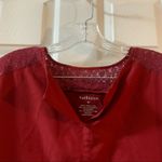 Van Heusen  Red Split Neck Lace Accent Blouse Medium Photo 2