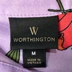 Worthington Medium Top Floral Dolman Cap Sleeves V-Neck Pocket Semi-Sheer Hi-Low Photo 5