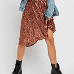 Free People Last Dance Asymmetrical Bronze Rust Sequin Skirt Size Small NWT Photo 1