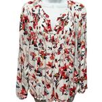 Lucky Brand  Women Boho Floral Peasant Top M White Red Babydoll Cottagecore Fairy Photo 0