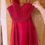 Abby Paris Elegant Red Strapless Dress Photo 1