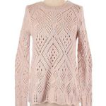 Loft  Crewneck Sweater Light Pink Loose Knit Photo 0