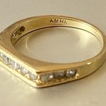 14k Yellow Gold Round & Baguette Cut CZ Wedding Band Anniversary Ring Gift Photo 0
