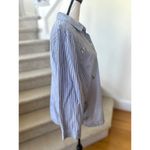 Talbots Blue & White Pin Stripe Rhinestone Bug & Flower Button Down Photo 6