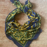 Vtg Italian Baroque Scarf Gold Chain Belt Print Square 47 inch Made in Italy Green Photo 0