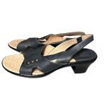 Sofft Slide Sandal Kitten Heels Women’s Size 8M Navy Leather Open Toe Slingback Blue Photo 12