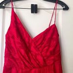 Monique Lhuillier Dress Foulard Asymmetric Floral Lace Midi Lipstick 4 NWT Photo 4