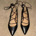 ALDO  Ballet Black Alize Pointed Toe Lace-Up Flats Photo 0