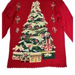 NEW VINTAGE CARLY ST. CLAIRE Embroidered Christmas Tree Sweater Red Photo 3