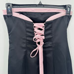 Vintage Formal Strapless Sheath Dress Black Pink Trim Rhinestones Corset Back Size undefined Photo 4