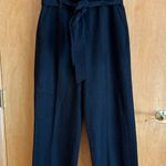 Boden Black Belted High Waist Wide Leg Crop Trousers Wool Blend 6R Size 6 Photo 0