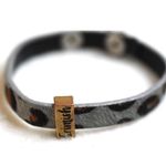 Erimish  Gray Leopard Print Faux Fur Leather 7-8 Inch Snap Gently Worn Bracelet Photo 0