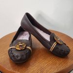 Isaac Mizrahi  Brown Loafers Tortoise Shell Button Size 6.5 Brown Preppy Shoes Photo 1