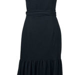Vera Wang White  Dress Womens 8 Black Crinkle Chiffon Trumpet Hem Strapless Gown‎ Photo 0