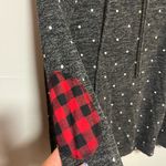 12 PM By Mon Ami Gray Polka Dot Sweater with Red Plaid Accents Black Size L Photo 1