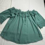 I.N. San Francisco Green Ruffled Blouse Photo 4