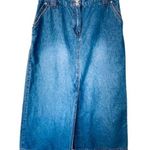 Bill Blass Vintage Y2K 2000's Denim Maxi Skirt Front Slit 6 Petite Photo 0