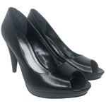 Style & Co . Black Celine Leather Peep Toe Heels - Size 8 - Women Photo 1