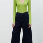 ZARA NWT  V NECK LONG SLEEVE BLOGGERS FAV BODYSUIT GREEN MEDIUM Photo 3