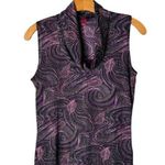 Sweet Baby Jane Shirt Women Medium Purple Black Knit Shimmer Swirl Cowl Neck Top Photo 0