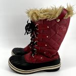 Sorel  Tofino Snow Boots WATERPROOF Lace Faux Fur Mid Calf Coated Canvas Chili 9 Photo 3