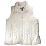 Lane Bryant Down Feather Puffer Vest White 22/24 Zip Pockets Quilted Warm Cozy Photo 0