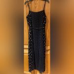 Banana Republic Polka Dot Pleated Maxi Dress in Navy Blue & Beige Size 8 Petite Photo 13