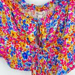 For Love & Lemons  Womens Floral Ruffled Tie Front Cottage Core Boho Crop Top‎ L Photo 7