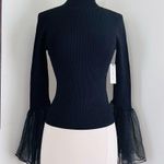 Anthropologie Tulle-Cuffed Sweater in Black Size XXS NWT $118 Photo 0