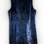 Mario Serrani  Wrinkle-Free Dress Sleeveless Metallic Blue Made  IN ITALY Size 14 Photo 2
