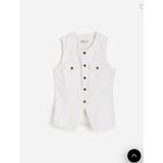 Madewell  Denim High Crewneck Vest in Tile White Size 0 #NU424 Photo 5