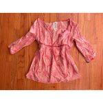 Y2k Mossimo Bella Swan Babydoll 3/4 Sleeve Cotton Floral Top Coquette Sz M Fairy Pink Size M Photo 1