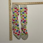 Colorful Polka Dot Women’s Soccer Socks Gray Photo 2