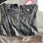 Edikted NWT  Black Leather Women's Faux Leather Zip Corset XS Photo 1