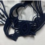 Kona Sol Shirred Macrame Strap Striped One Piece Swimsuit, Blue White XL NWOT Photo 4