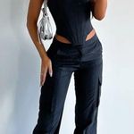 White Fox Boutique  Sound The Alarm Cargo Pants in Black Photo 0
