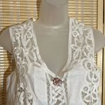 Wimpole Street Vintage 1990s Y2K Crisp White Linen Cotton Lace Vest Large? Photo 5