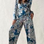 Free People  FP Delphine Velour Long Sleeve Jumpsuit One Piece Blue Small S Photo 0
