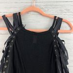 Free People  Black Strappy Grunge Goth Gauzy Top Size S Photo 3