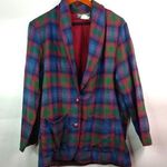 Maurice's M Plaid Flannel Blazer in Blue Green Red Blazer Jacket Photo 0